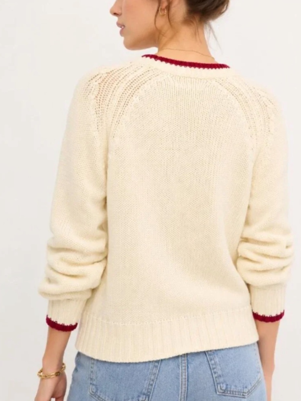 Avec Les Filles Xs cardigan sweater cardigan red trim toggle buttons plain back - Picture 2 of 6